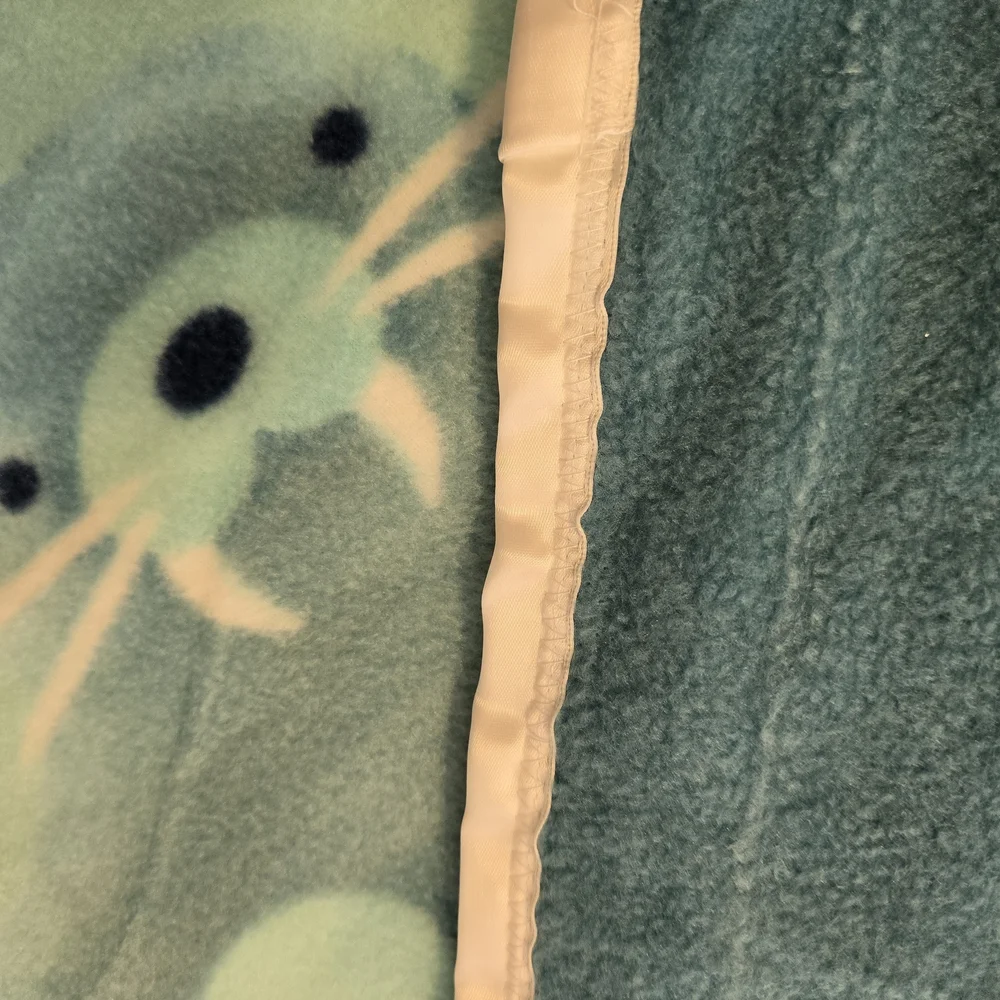 Soft Mint Green Fleece Blanket New With Silk Trim 62x49 In Handmade